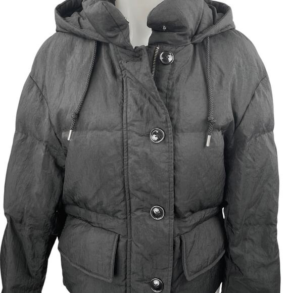 Uniqlo Women's Black Puffer Quilter Hoodie Hooded Full Zip Parka Jacket Size M - Picture 3 of 5